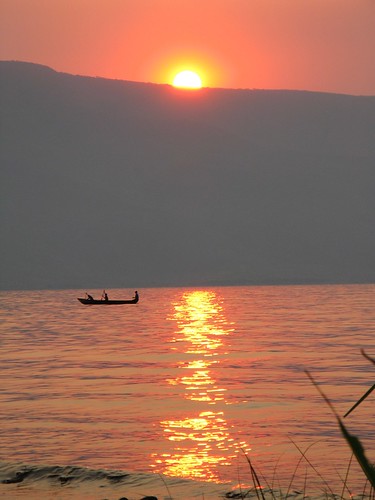 africa sunset lake scenery zambia tanganyika
