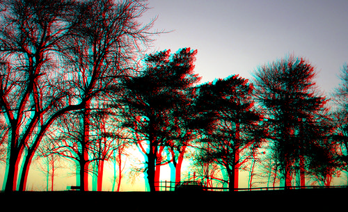 park old sunset lake car stereoscopic stereophoto 3d spring anaglyph iowa redcyan 3dimages 3dphoto 3dphotos 3dpictures