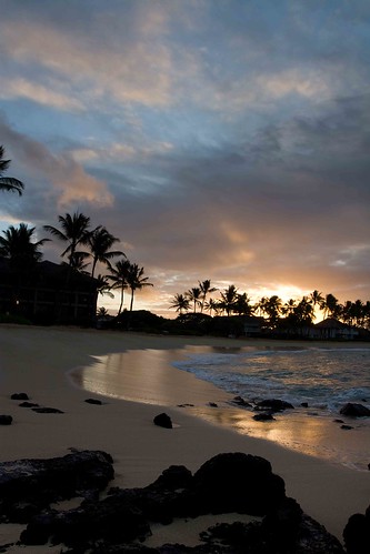 vacation beach water sunrise reflections hawaii rocks waves kauai poipu wetsand cloudage bej fbdg withbothsetsofparents 51yearsofmarriage isworthcelebrating withaspecialtrip