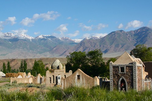 mountains cemetery hills kyrgyzstan