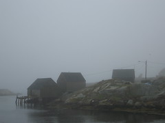 The fog covered bay