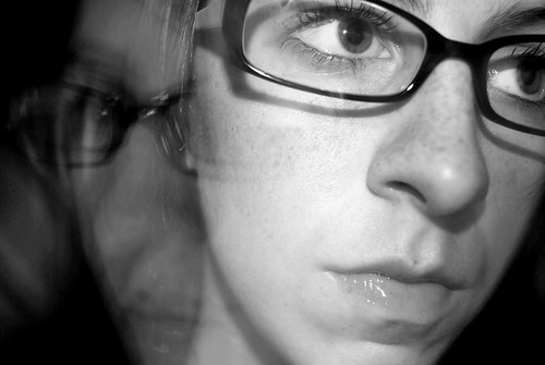 selfportrait girl glasses blackwhite nikon d60