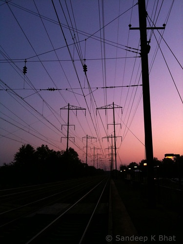sunset station train pole wires electic