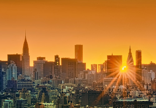 nyc newyorkcity longexposure skyline sunrise geotagged dawn cityscape nightscape sunburst chryslerbuilding hdr mudpig stevekelley