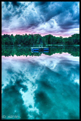 blue sunset sky lake reflection water clouds purple hdr highdynamicrange basslake