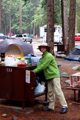 packing up the campsite on a rainy sunday morning   … 