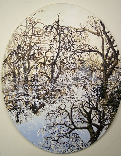 trees winter snow ice sunrise painting arboretum canvas oval acrylicpainting