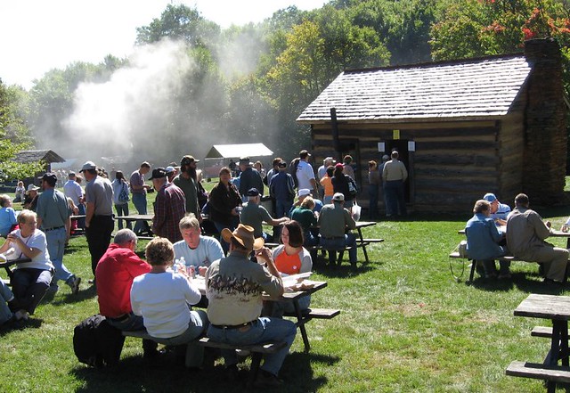 Visitors enjoy the food at the Grayson Highlands Fall Festival