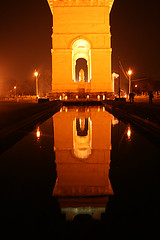 India gate in reflection