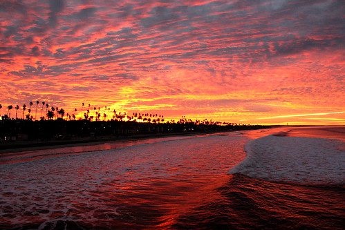 ocean california sunset red sky beach water sunrise pier san waves diego oceanside oceansidepier