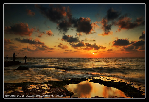 sunset seascape reflection fishing syria warmcolors lattakia abigfave nikond80 nikkor18135mm theunforgettablepictures waseemasmar topcso afterthesportingcity
