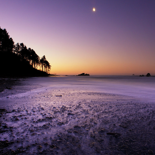ocean moon beach sunrise coast washington twilight pacific wave rubybeach olympicnationalpark onp davidhogan