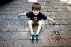 nick wrote some welcome messages on the driveway for… 