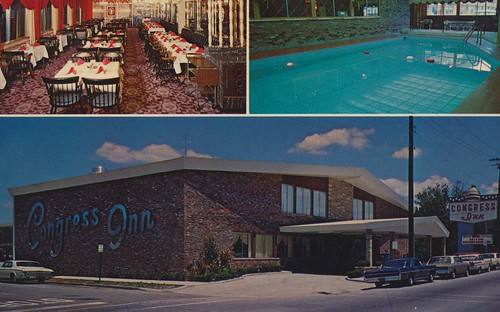 vintage inn postcard indiana motel newalbany poolview restaurantview congressinn triview