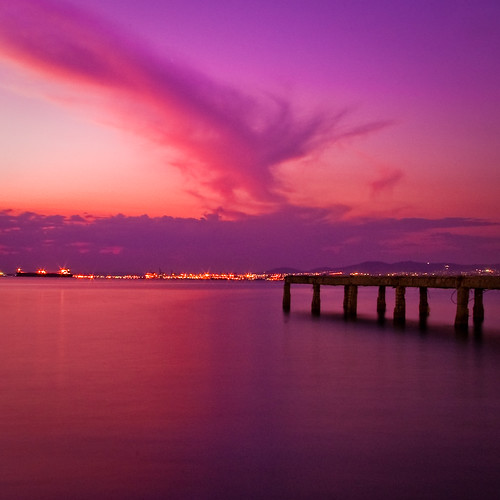 city red sea sky cloud color water square lights dock long exposure ship purple greece thessaloniki powmerantusenord