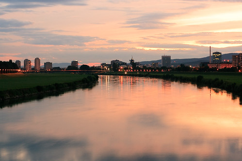 city bridge sunset river evening cityscape cloudy zagreb sava mostmladosti