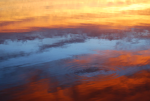 sunset sky lake reflection water minnesota clouds