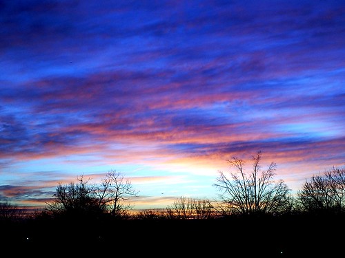 pink blue trees sky clouds sunrise ks