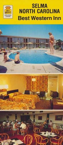 vintage inn postcard northcarolina motel bestwestern selma roomview divingboard poolview restaurantview triview longcard