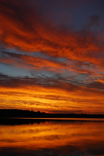 sunset sky lake water minnesota clouds