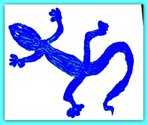 blue green art painting drawing reptile pop lizard
