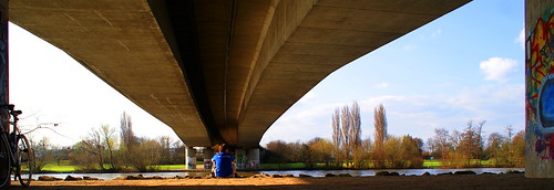 bridge bike river graffiti sony alpha a100 365days flickrchallengegroup gimp24