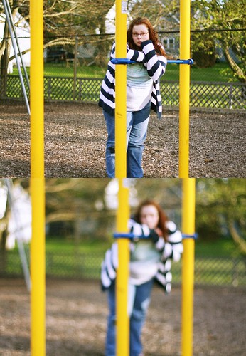 selfportrait playground blurry diptych focused day172 50mmf18lens 365days lookslikefilm canoneosrebelxsi
