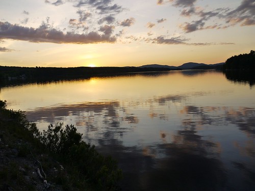 sunset cloud lake reflection me water norway clouds maine shore pennesseewassee