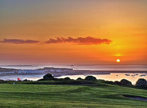 sunset red sun clouds golf geotagged boats harbour golfcourse alderney englishchannel braye geo:lat=4971947 geo:lon=218469