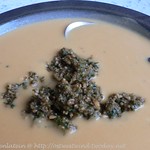 ©Sweet potato & coconut soup with Thai pesto