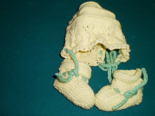 baby set knit bonnet booties