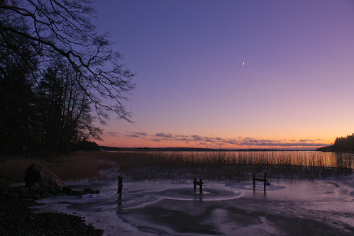 sunset moon lake finland landscape view newyearseve karjaa pohja canoneos450d