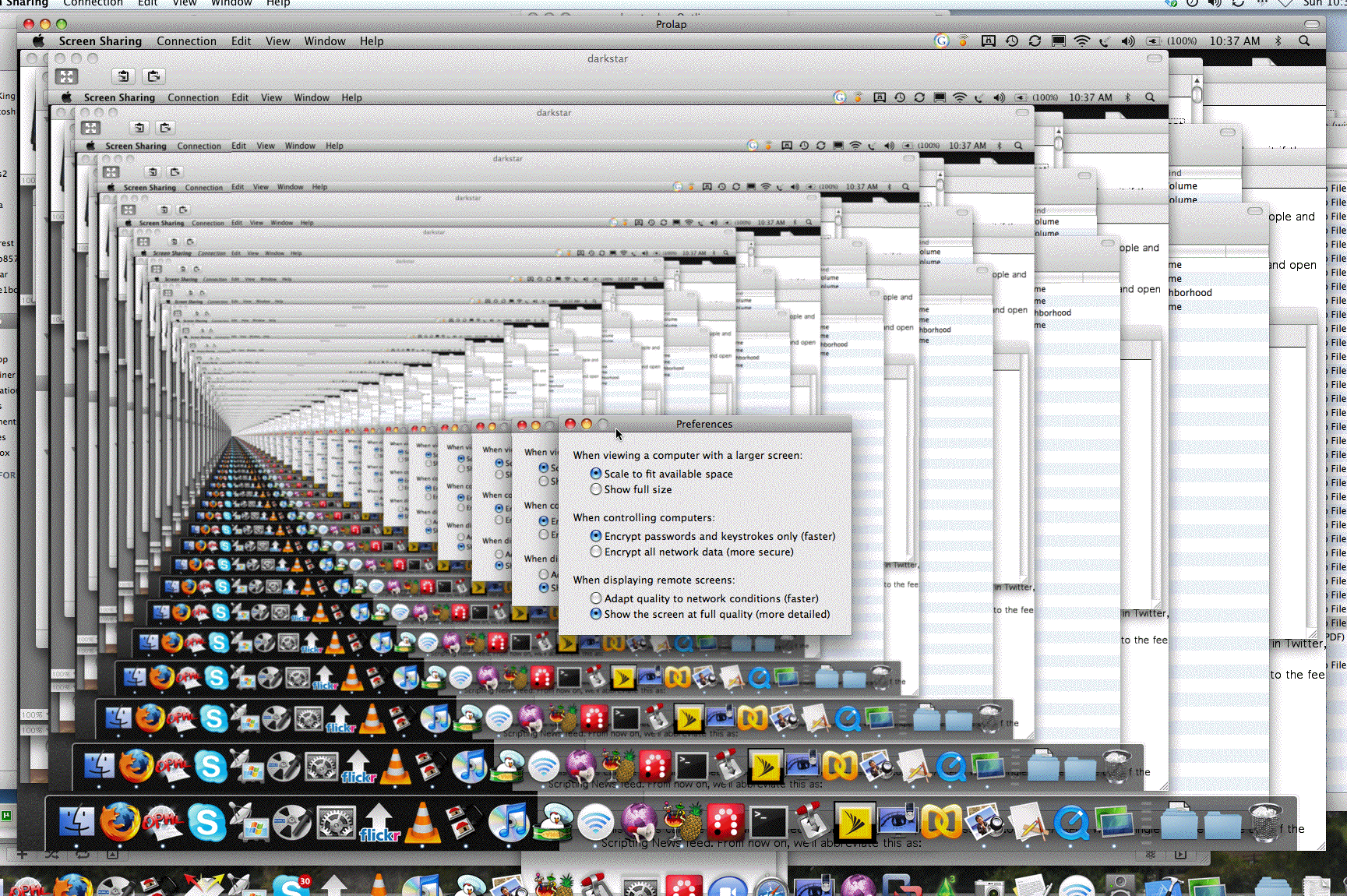 What happens when you screen share on a computer that's already sharing your screen
