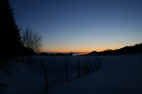 blue winter sunset sky snow norway fence heaven february nordland meløy britamora