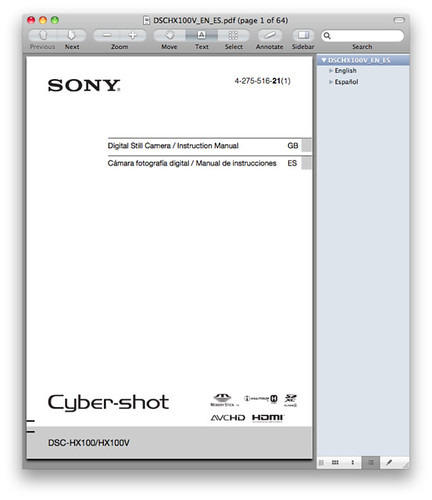 Sony HX100V Manual