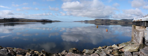 panorama reflection landscape scotland spring argyll lts kintyre westlochtarbert kennacraig