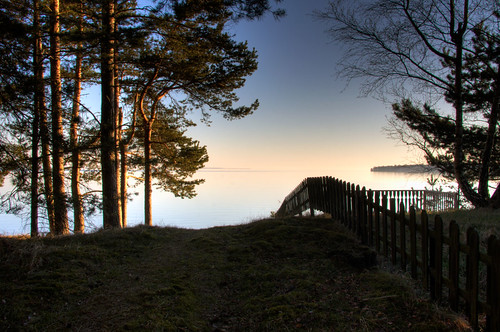 sunset lake fence sweden sverige hdr vättern motala östergötland canonefs1785mmf456isusm johanklovsjö varamo