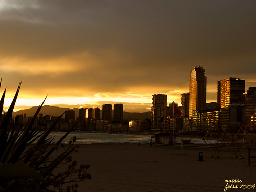 sunset fab beach skyline atardecer benidorm platja edificis capvespre