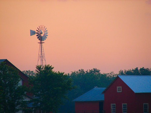 house windmill barn sunrise dawn early farm indiana amish orangecounty oldorder