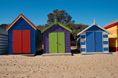 Brightly colored beach houses at Brighton Beach