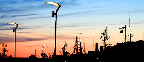 sunset sky lamp clouds evening dock dusk ships latvia liepaja