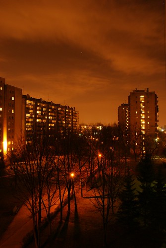 park trees night clouds buildings lights star kraków cracow krakoff sonyalphadslra200