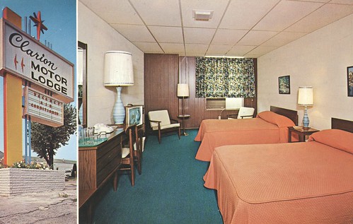 vintage pennsylvania postcard motel roomview clarion motorlodge dualview signview