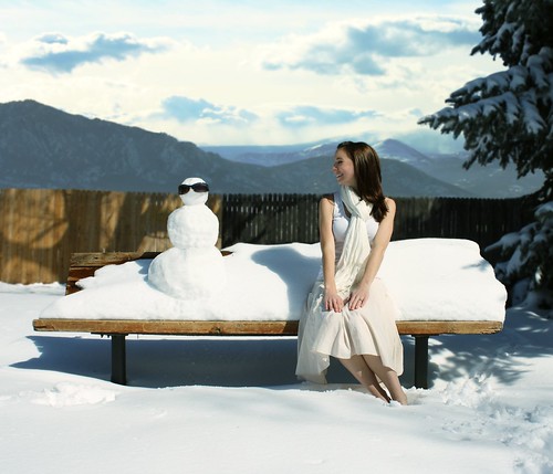 selfportrait snow mountains tree girl sunglasses scarf fence bench landscape snowman autoretrato skirt blizzard coolfriends haphotography
