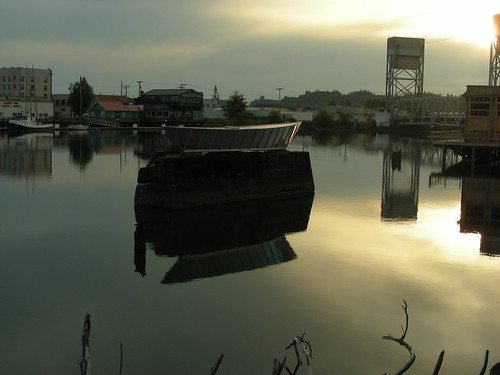 bridge sunset river boat hoquiam