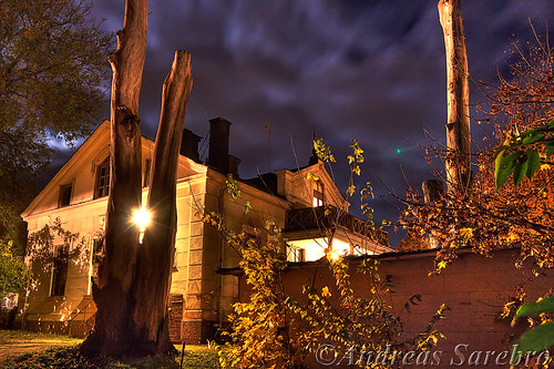 moon house tree night sweden hdr arboga