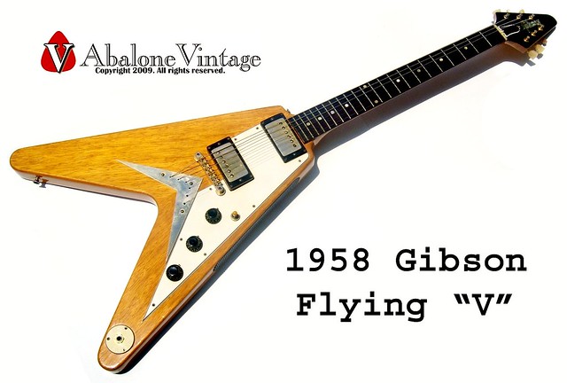 1958 Gibson Flying V guitar. Vintage goodness Made in the USA of Korina musical tone wood. 1959 Gibson Explorer and Moderne EVH