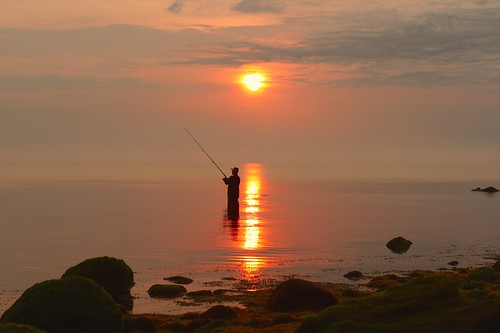 sea sunrise island fisherman long sound