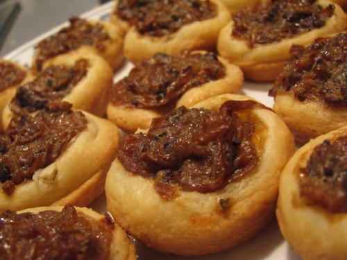 caramelized onion and brie tartletts