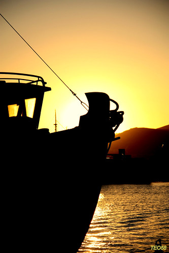 sunset sea sun port island boat fishingboat paros cyclades naoussa supershot